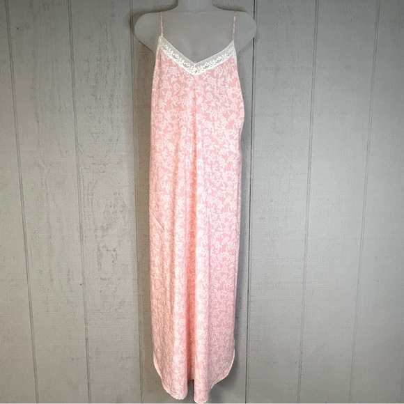 Natori Other - Vintage Natori Slip Dress Nightgown Size M Floral Lace Stretch Coquette Pink